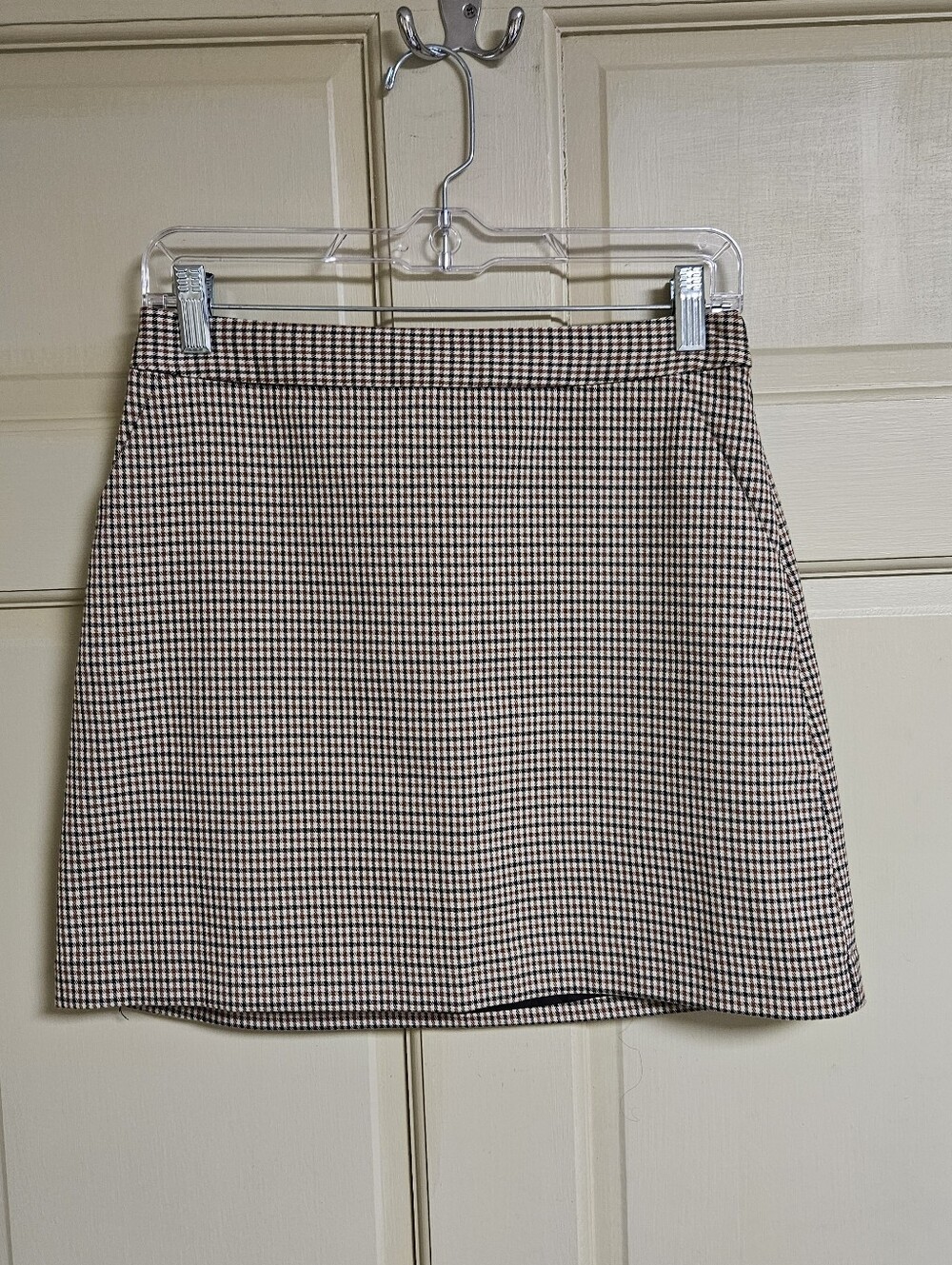 Mango Classic Houndstooth Mini Skirt - Beige/Brown/Black - size S